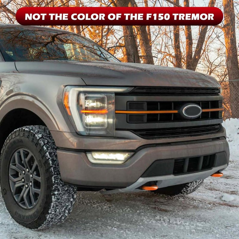 TECHPICCO Tow Hook Covers for Ford F150 2004-2025 Bronco Base/Big Bend/Outer Banks 2021-2025 Compatible with Toyota Tundra Accessories 2017-2021|(Bright Orange). - Image 4